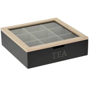 Teebox mit Aufschrift TEA, MDF Schwarz - Holzwerkstoff - 24 x 7 x 24 cm