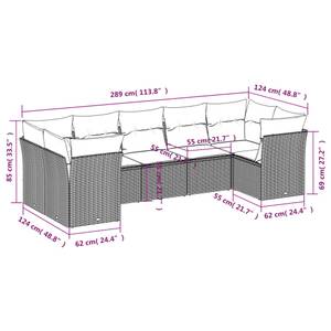 Gartensitzgruppe K712(7-tlg) Schwarz - Massivholz - 69 x 124 x 289 cm