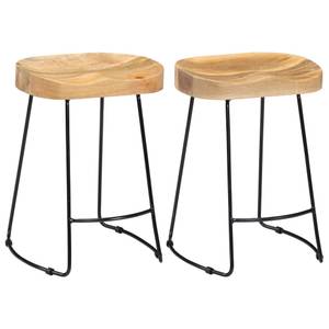 Tabouret de bar 296889 (lot de 2) Noir - Marron - 46 x 52 x 38 cm