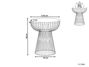 Table d'appoint CHEYNES Doré - Blanc - Pierre - 42 x 48 x 42 cm