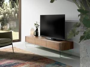 TV-Schrank aus Nussbaum mit Glasseiten Braun - Glas - Massivholz - Holzart/Dekor - 188 x 39 x 45 cm
