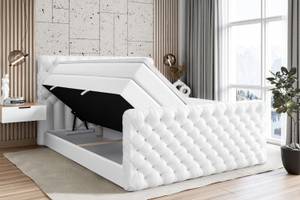 Boxspringbett BOXI8-Z KING Hochglanz Weiß - Breite: 140 cm