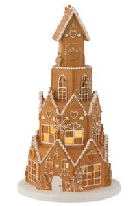 Lebkuchenhaus Turm Braun - Polyrattan - Stein - 27 x 47 x 27 cm