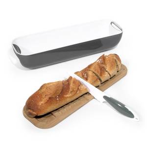 Corbeille à pain 3 en 1 avec couteau Turquoise - Bambou - 40 x 10 x 13 cm