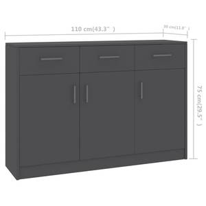 Sideboard 3000172 Grau - Holzwerkstoff - Metall - 30 x 30 x 110 cm