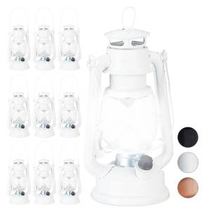 10x lampe-tempête LED blanc Translucide - Blanc