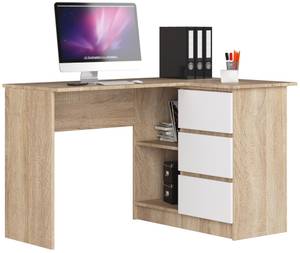 Bureau d'angle B16 droit CLP Imitation chêne de Sonoma - Blanc