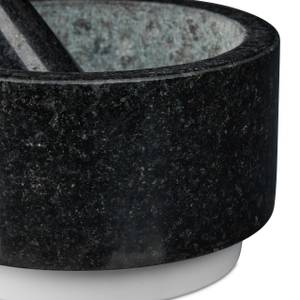 Granit Mörser mit Stößel rutschfest Schwarz - Weiß - Kunststoff - Stein - 14 x 9 x 14 cm
