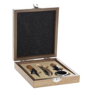 Sommelier-Set im Holzbox, 4-teilig Beige - Holzwerkstoff - 17 x 5 x 15 cm