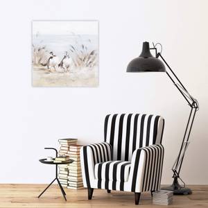 Acrylbild handgemalt Nur im Doppelpack Grau - Weiß - Massivholz - Textil - 60 x 60 x 4 cm