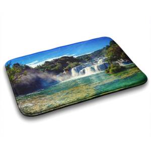 Badteppich Landschaft Wasserfall Grün - Textil - 75 x 45 x 75 cm