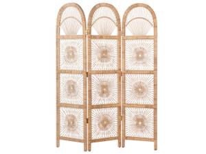 Paravent POMEZIA Beige - Blau - Rattan - 137 x 180 x 3 cm