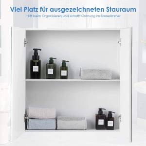 Spiegelschrank Bad Wandschrank Weiß - Holzwerkstoff - 12 x 65 x 62 cm