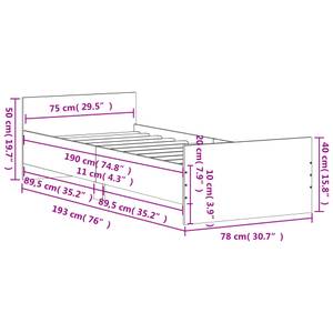 Bettgestell M675955 Schwarz - 78 x 193 cm