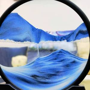 3D-Landschaftsrahmen Sand  Celeste Blau - Glas - 18 x 18 x 18 cm