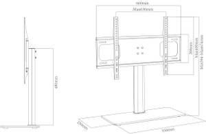 TV Standfuß Fernseh Erhöhung BTTS600 Schwarz - Metall - 66 x 67 x 25 cm