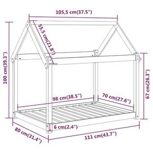 Lit pour chien 3016322-2 Marron foncé - 111 x 100 x 80 cm