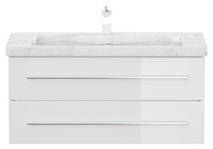 Badmöbel Marmor Carrara White Damo 100 Weiß - Holzwerkstoff - 45 x 50 x 100 cm