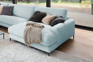 Sofa CARA Wohnlandschaft U-Form Cord Hellblau