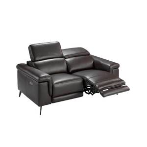 Canapé 2 places en cuir avec relax Marron - Cuir véritable - Textile - 170 x 99 x 103 cm