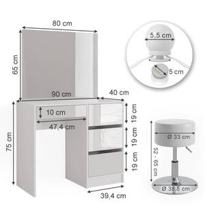 Schminktisch Sherry 39578 Weiß - Holzwerkstoff - 90 x 75 x 40 cm