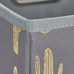 2 x Quadratische Faltbox mit Kaktusmotiv Gold - Grau - Metall - Papier - Textil - 29 x 29 x 29 cm