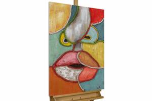 Acrylbild handgemalt Blow me a Kiss Massivholz - Textil - Holz teilmassiv - 60 x 90 x 3 cm