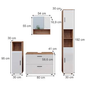 Badmöbel Set Irma 40545 Braun - Weiß - Holzwerkstoff - 80 x 58 x 41 cm