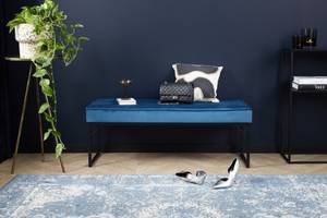 Sitzbank mit Samtpolster London | Blau Blau - Metall - Textil - Holz teilmassiv - 40 x 45 x 120 cm
