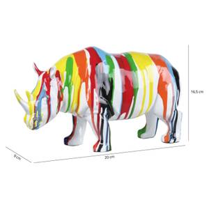 Statue rhinocéros multicolore H22cm Porcelaine - 20 x 17 x 9 cm