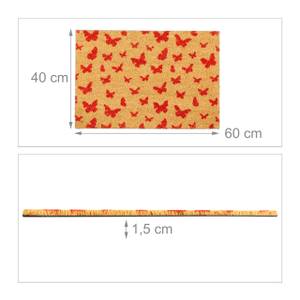 Fußmatte Kokos Schmetterlinge Beige - Rot - Naturfaser - Kunststoff - 60 x 2 x 40 cm
