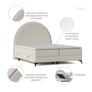 Boxspringbett Circle Beige - Breite: 200 cm