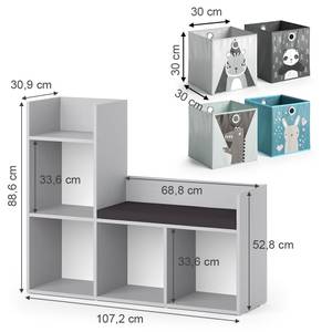 Kinderregal Luigi 39439 Grau - Holzwerkstoff - 107 x 88 x 30 cm