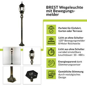 Stehlampe BREST Gold - Graumetallic - Silber / Grau - Silbergrau - Höhe: 123 cm