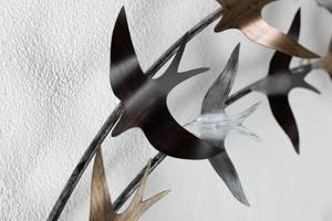 Sculpture murale métal Swallows Arrival Doré - Argenté - Métal - 128 x 60 x 9 cm
