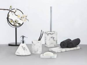Zahnputzbecher DESIO, Polyresin Weiß - Keramik - 8 x 11 x 8 cm