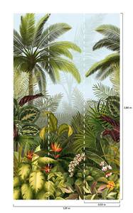 Papier peint decor tropical fleuri Vert - Papier - 159 x 280 x 1 cm