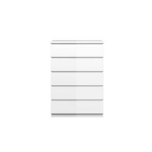 Grande commode 5 tiroirs blanc Blanc - Bois manufacturé - 77 x 128 x 42 cm