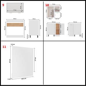 Küchenschrank-Set Weiß - Holzwerkstoff - Massivholz - 76 x 82 x 80 cm