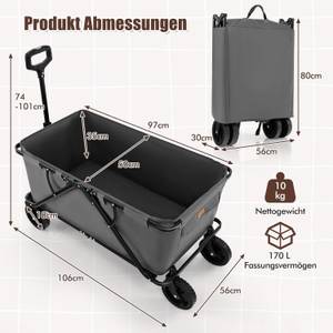 Bollerwagen ZB33965 Grau - Metall - 56 x 101 x 106 cm