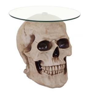 Beistelltisch Totenkopf A19 Beige - Glas - Stein - 55 x 52 x 55 cm