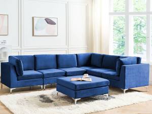 Canapé avec pouf EVJA Bleu - Bleu marine - 300 x 235 cm