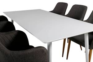 Essgruppe Polar 8 (7-teilig) Grau - Massivholz - 90 x 75 x 180 cm