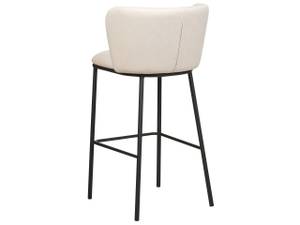 Tabouret de bar MINA Noir - Blanc crème - Blanc - Textile