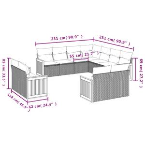 Gartensitzgruppe K4242(11-tlg) Schwarz - Massivholz - 69 x 62 x 55 cm