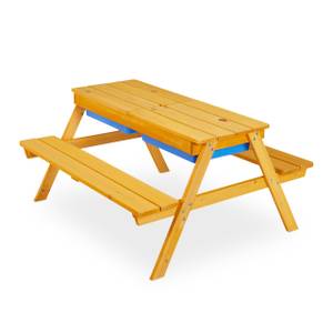 Kindersitzgruppe Holz mit Schirm Braun - Weiß - Holzwerkstoff - Kunststoff - Textil - 128 x 165 x 128 cm