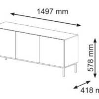 Fernsehtisch RavennaC 150x42x58 Hochglanz Weiß - Gold - Weiß