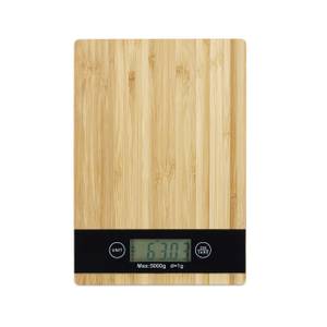 Balance électronique cuisine en bambou Noir - Marron - Bambou - Verre - Matière plastique - 16 x 23 x 3 cm