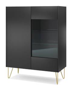 Armoire vitrine HARMONY WT97 Noir - Doré - Bois manufacturé - Matière plastique - 97 x 122 x 37 cm