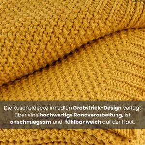 Strickdecke Kuscheldecke premium Gelb